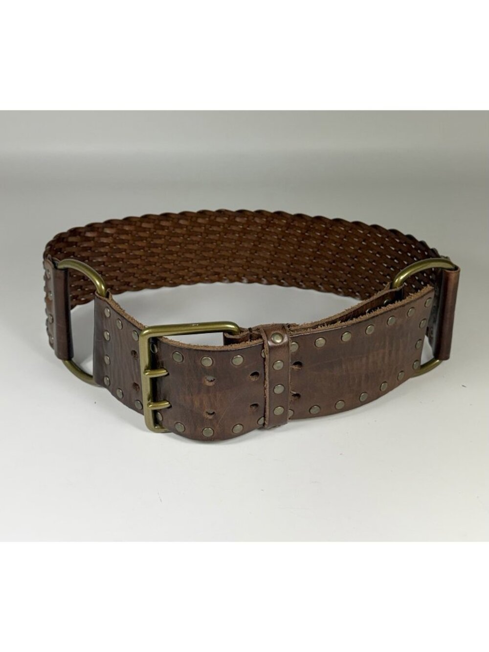 Vintage WCM New York - 2.5" Wide Brown Women’s Woven Leather Belt - Size  S